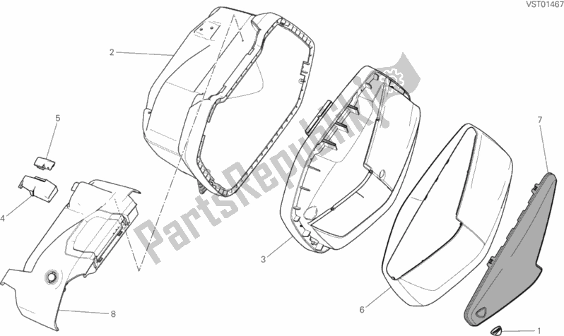 Toutes les pièces pour le Sacoche Gauche du Ducati Multistrada 950 Touring 2017